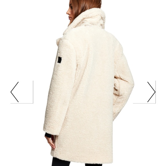 SAM New York Mid Length Sherpa Coat in Almond - Picture 3 of 12